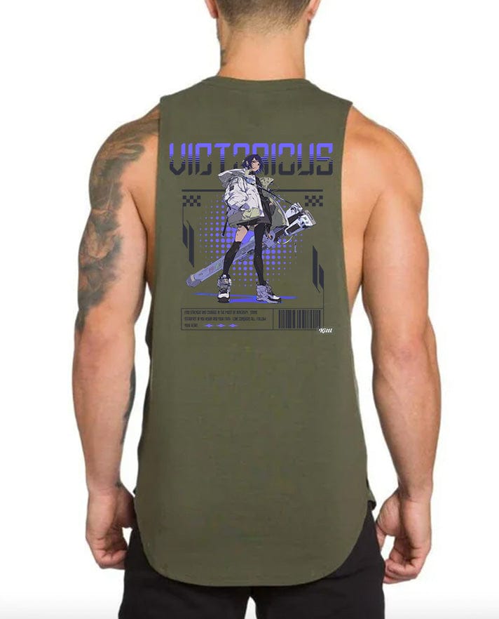 Army green / M Victorious Heroic Spirit (High-Neck Gym Tank-Top)