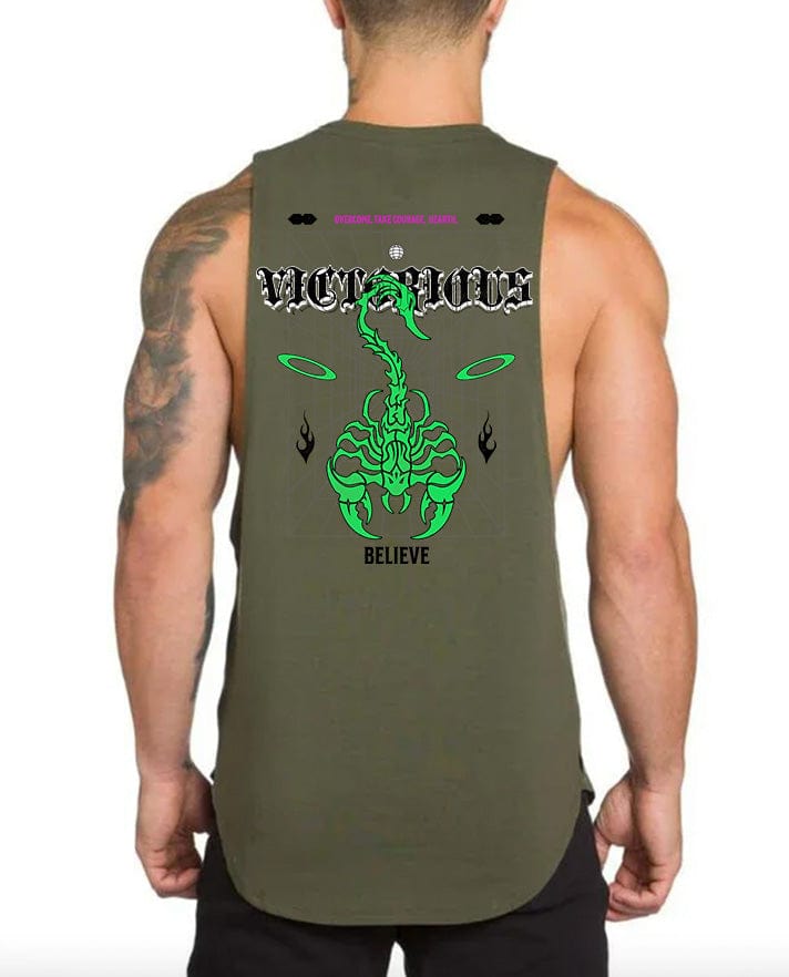 ARMY GREEN / M Victorious Sting Power (Low Neck) Tank Top