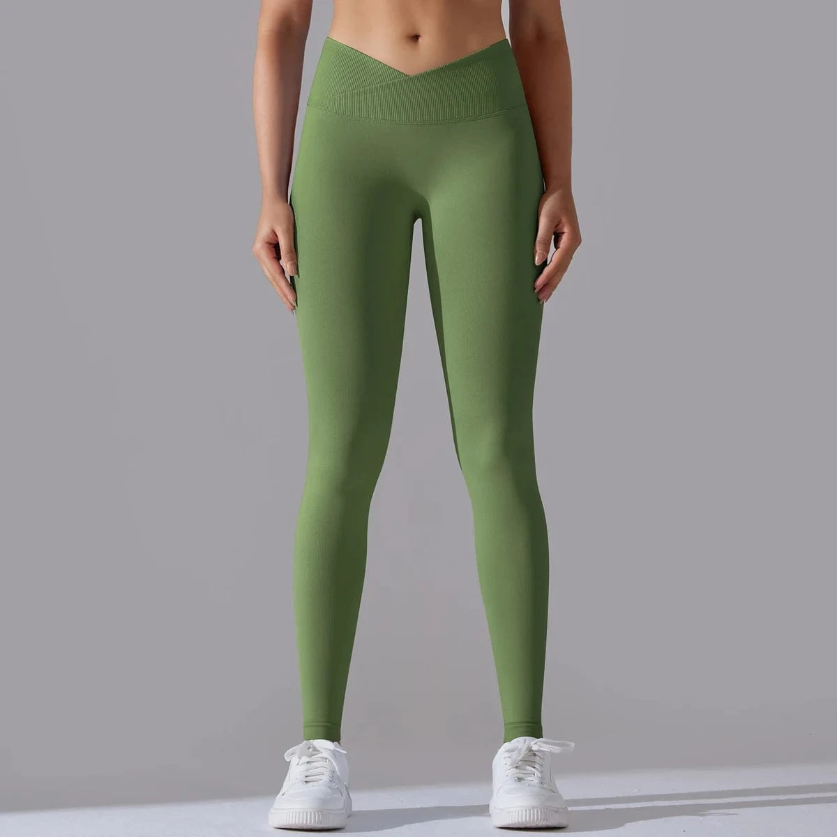 Army Green / S Crossover Waist Women Yoga Leggings / Victorious BioSync Leggings
