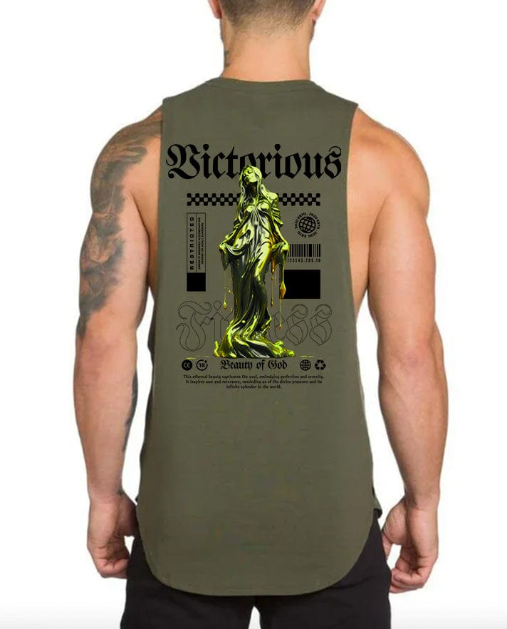 Army green / XXL Victorious Beauty of God (High-Nek Gym Tank-Top)