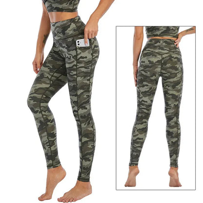 ArmyGreen Camouflage / S Camo Yoga Leggings with Pocket/ For Running, Lifting, Yoga (Victoria Dreamland)