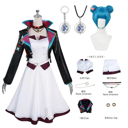 Ball Dress with Fun Buns Wig / XS Jinx season 2 overall and dress cosplay Tier 2