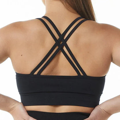 Black / S Criss Cross Padded Sport Bra (Victorious Quantum Drive Bra)