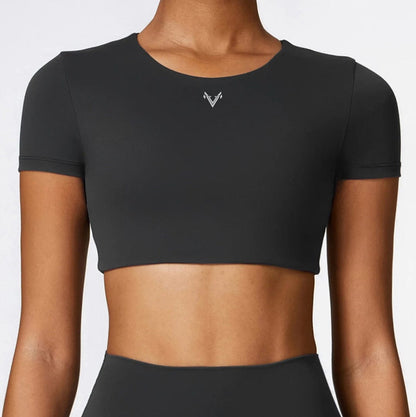 Black / S Victorious Battle Guardian Gym Crop Top XXIIV