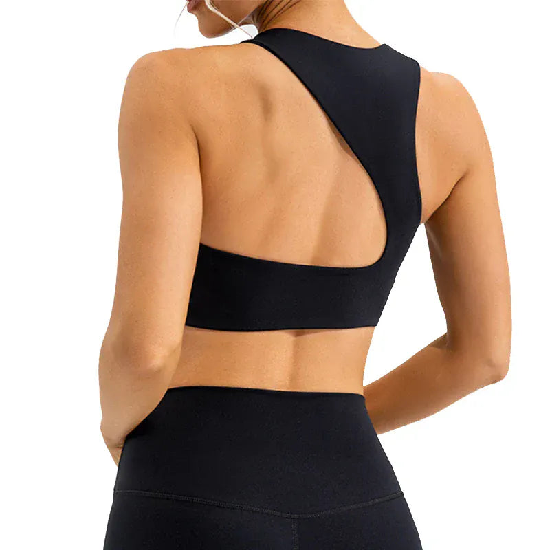 Black / S Victorious Zeus's Thunder Open Back Sports Bra