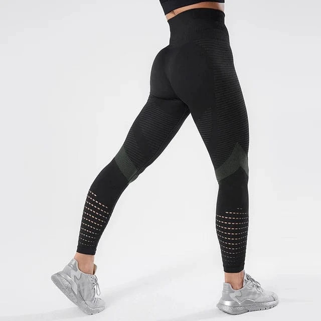 Black / S Women Fitness Leggings / Seamless High-Waist / Breathable Leggings for Gym (Comet)