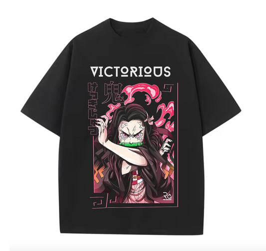 Black / XS Nezuko (Demon Slayer)  Anime Oversize T-Shirt