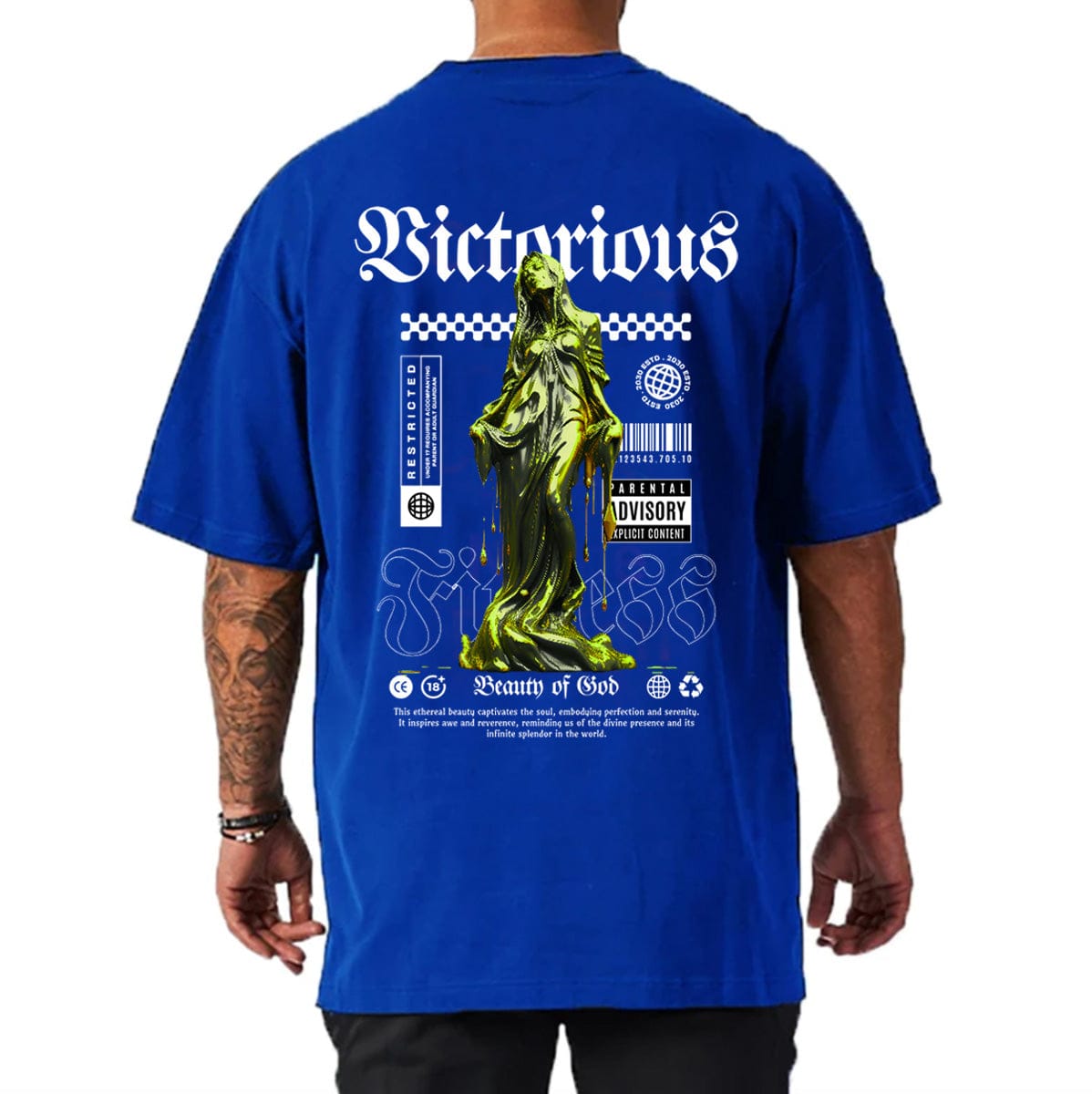 Blue / M Victorious Beauty of God Oversize Gym T-shirt