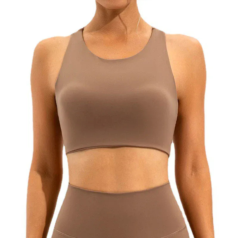 Brown / S Victorious Zeus's Thunder Open Back Sports Bra