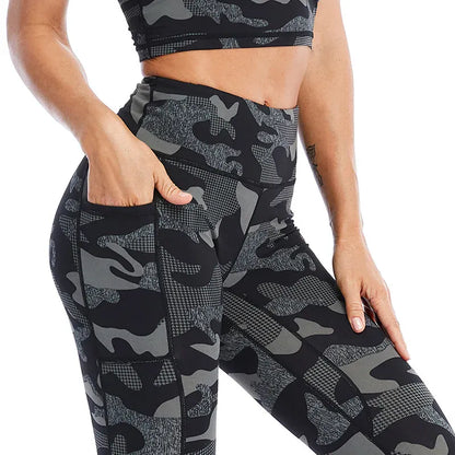 Camo Yoga Leggings with Pocket/ For Running, Lifting, Yoga (Victoria Dreamland)