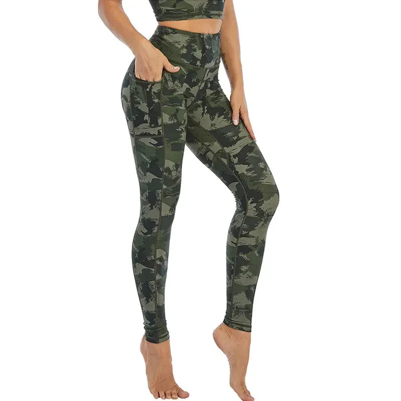 Camo Yoga Leggings with Pocket/ For Running, Lifting, Yoga (Victoria Dreamland)