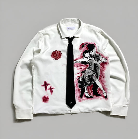 Gothic Punk Romance Couple Dancing Graphic Long Sleeved Shirt