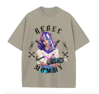 Victorious Rebel Mommy Oversize Gym T-shirt (VI Cosplaying Jinx/ Arcane)