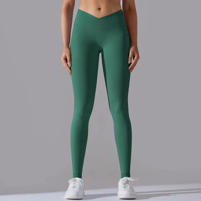 Dark Green / S Crossover Waist Women Yoga Leggings / Victorious BioSync Leggings