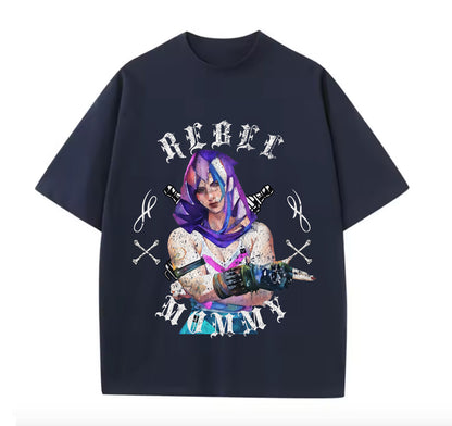 Victorious Rebel Mommy Oversize Gym T-shirt (VI Cosplaying Jinx/ Arcane)