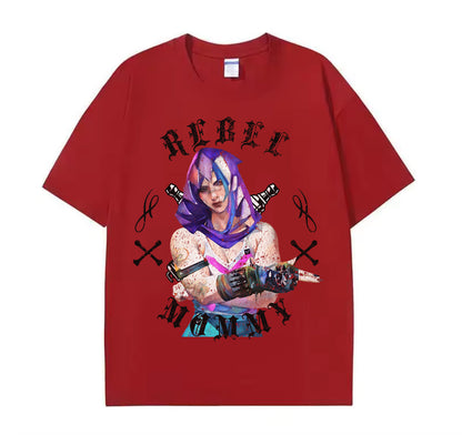 Victorious Rebel Mommy Oversize Gym T-shirt (VI Cosplaying Jinx/ Arcane)