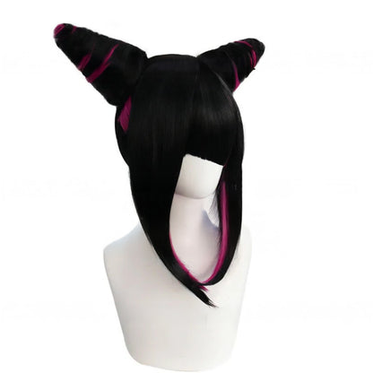 Han Juri Cosplay Wig /Black Rose Red Wig Cosplay / Street Fighter Cosplay