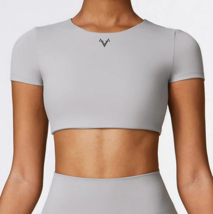 Gray / S Victorious Battle Guardian Gym Crop Top XXIIV