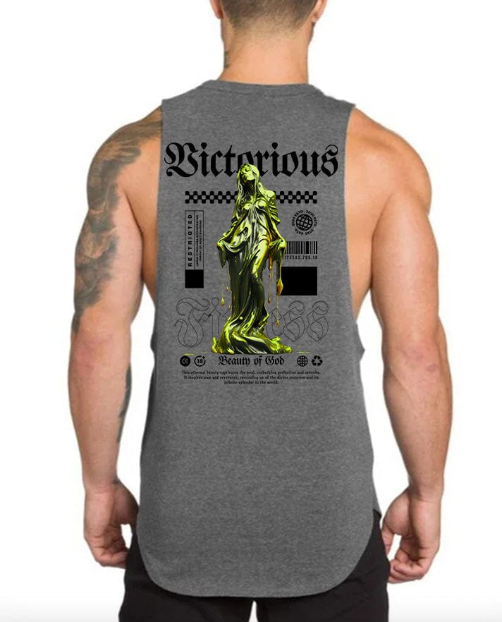 Gray / XXL Victorious Beauty of God (High-Nek Gym Tank-Top)