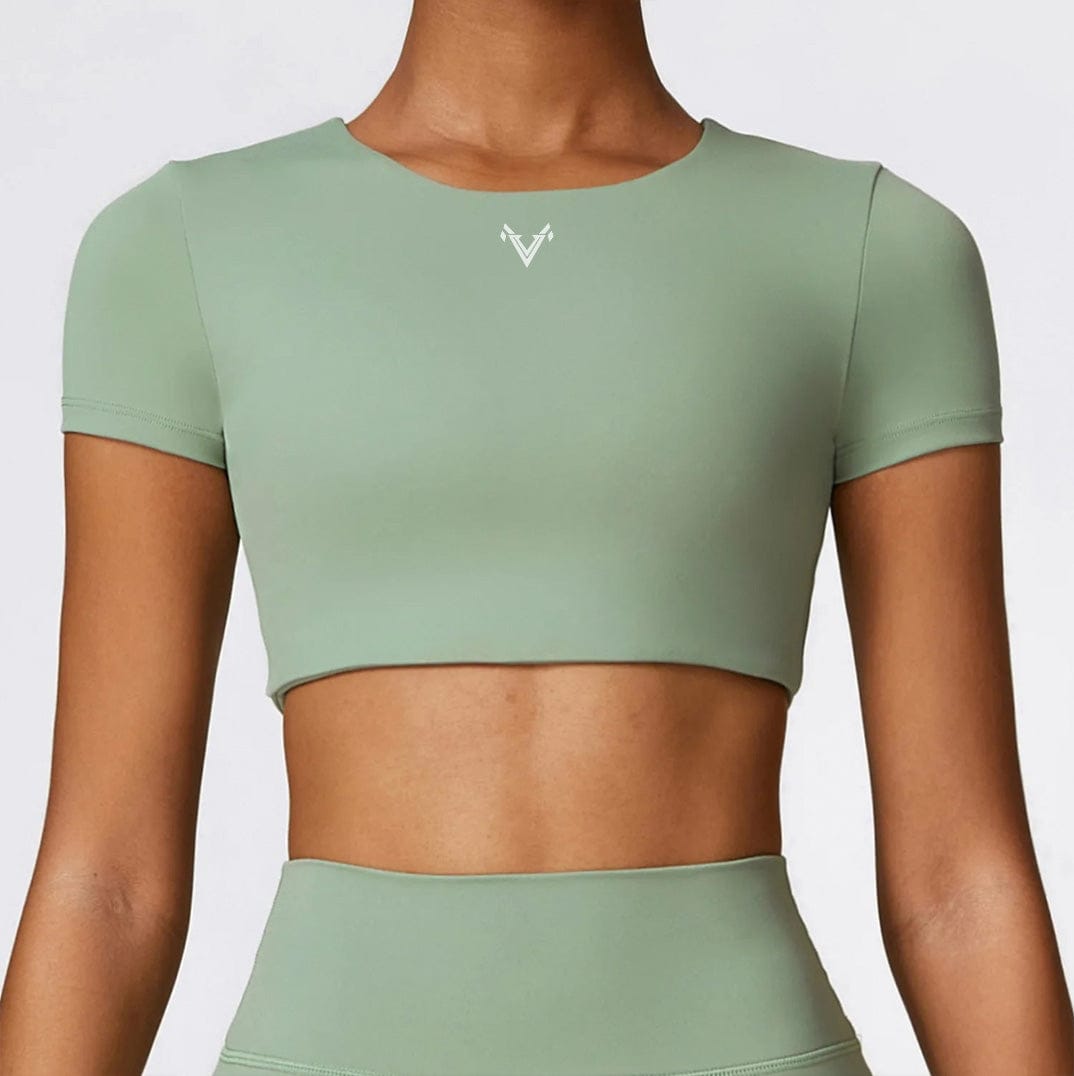 Green / S Victorious Battle Guardian Gym Crop Top XXIIV