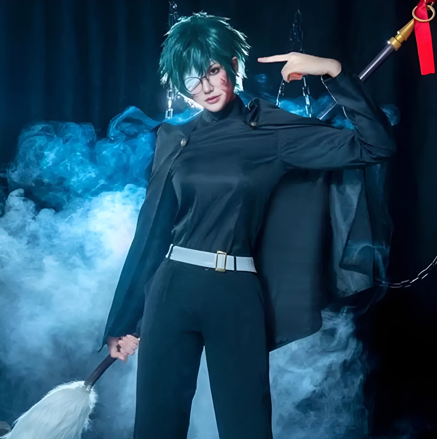 Maki Zenin Jujutsu Kaisen Cosplay Blue/ Short Hair