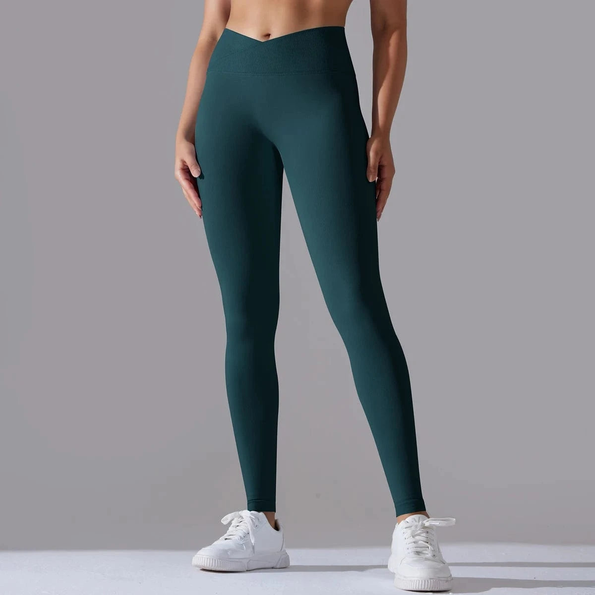 Jungle Green / S Crossover Waist Women Yoga Leggings / Victorious BioSync Leggings