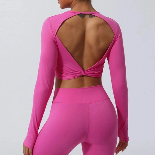 Pink / S Victorious Artemis Running Top - Women's Back-Cross & Long Sleeve Gym Wear