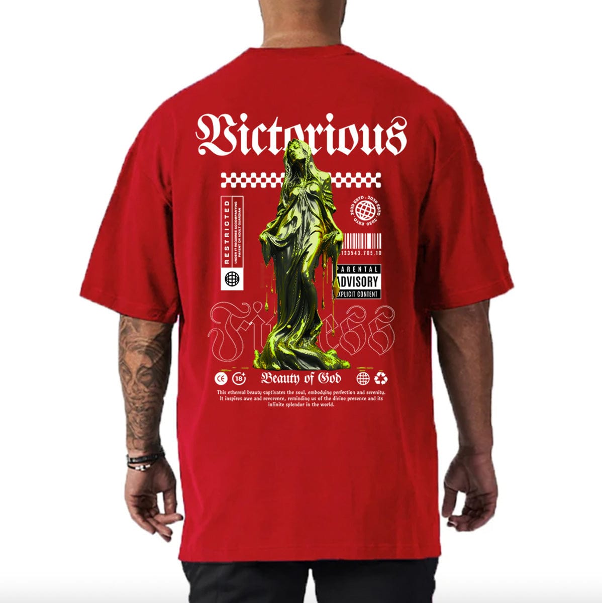 Red / M Victorious Beauty of God Oversize Gym T-shirt