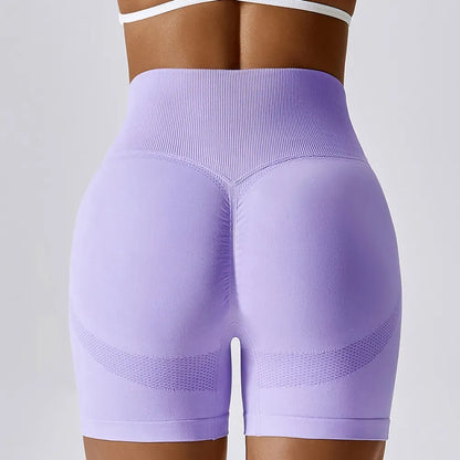 S / Lilac colour Kong’s Territory XXIIV Seamless Women’s Sports Shorts / High-Waisted
