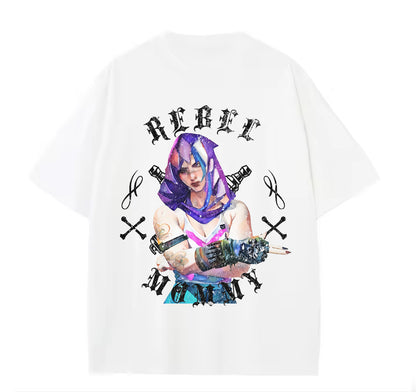 Victorious Rebel Mommy Oversize Gym T-shirt (VI Cosplaying Jinx/ Arcane)
