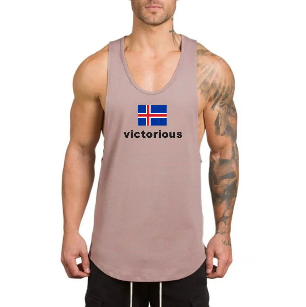 Victorious Haltu áfram Men's (Low Neck) (Icelandic Gym Tank Top)