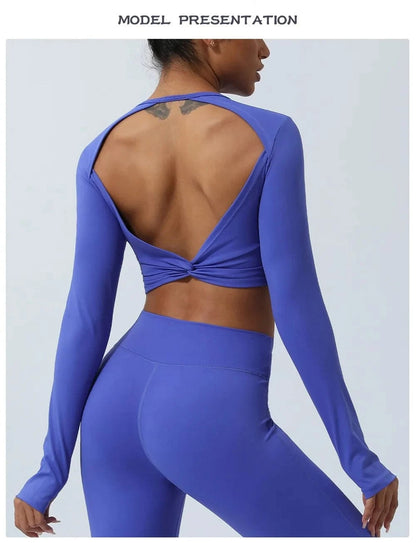 Victorious Artemis Running Top - Women's Back-Cross & Long Sleeve Gym Wear