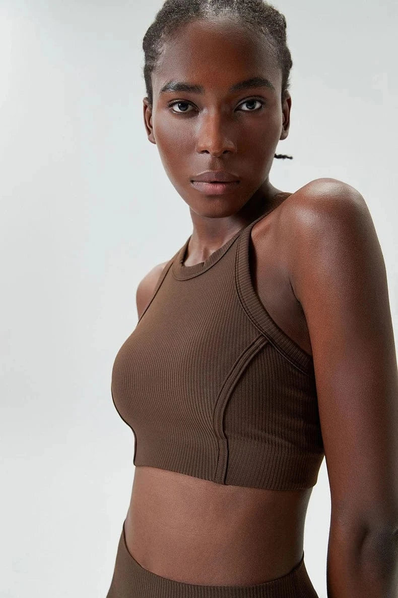 Victorious High Impact Fitness Yoga Bra /Gym Crop Top Ribbed Fabric