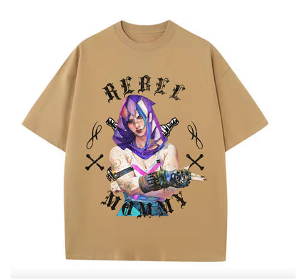 Victorious Rebel Mommy Oversize Gym T-shirt (VI Cosplaying Jinx/ Arcane)