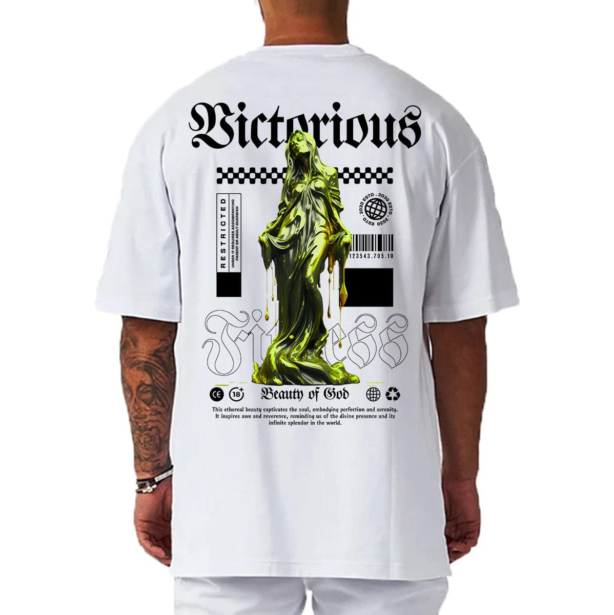 White / M Victorious Beauty of God Oversize Gym T-shirt