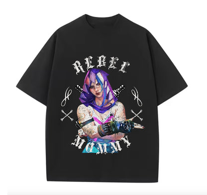 Victorious Rebel Mommy Oversize Gym T-shirt (VI Cosplaying Jinx/ Arcane)
