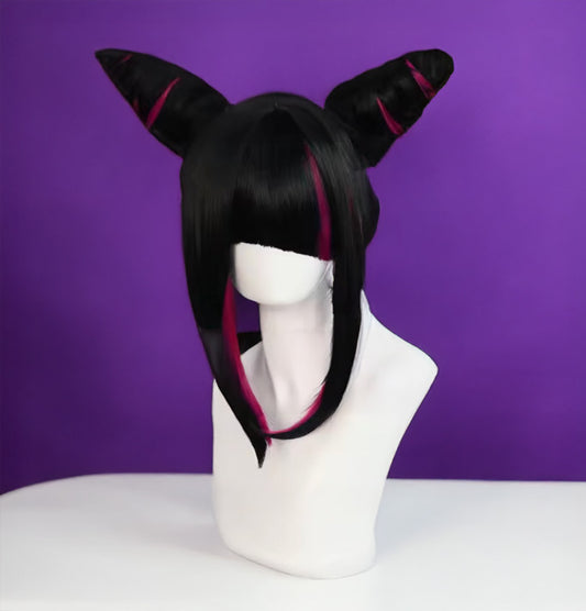 Han Juri Cosplay Wig /Black Rose Red Wig Cosplay / Street Fighter Cosplay